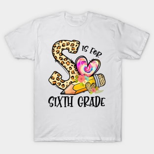 K Is For Sixth Grade Teacher Leopard First Day Of School T-Shirt